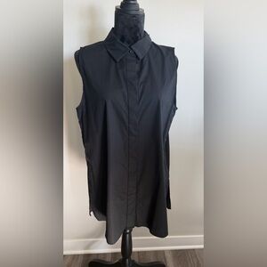 Alfa I Sleeveless Black Button-Up Collared Top

#110
